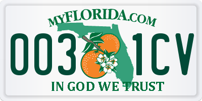FL license plate 0031CV
