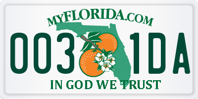 FL license plate 0031DA