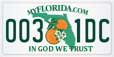 FL license plate 0031DC