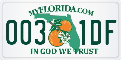 FL license plate 0031DF