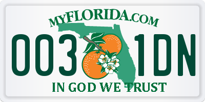 FL license plate 0031DN
