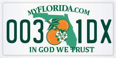 FL license plate 0031DX
