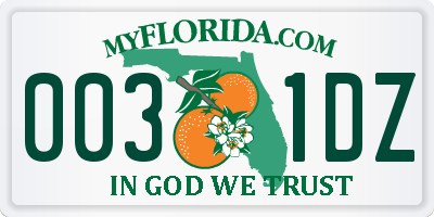 FL license plate 0031DZ