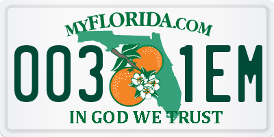 FL license plate 0031EM
