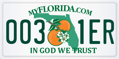 FL license plate 0031ER