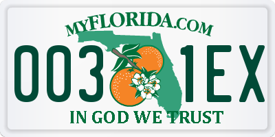 FL license plate 0031EX