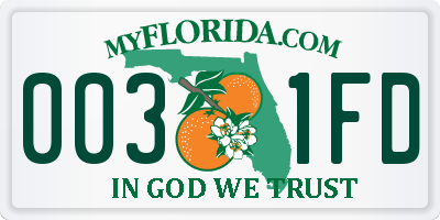 FL license plate 0031FD