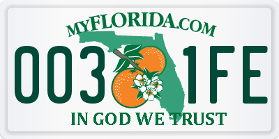 FL license plate 0031FE