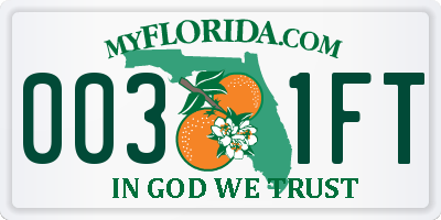 FL license plate 0031FT