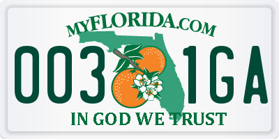 FL license plate 0031GA