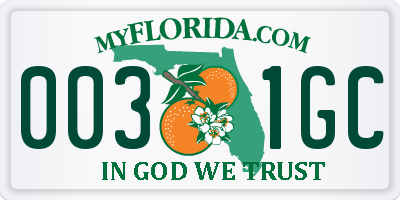 FL license plate 0031GC