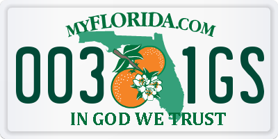 FL license plate 0031GS