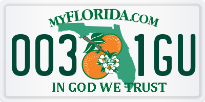FL license plate 0031GU