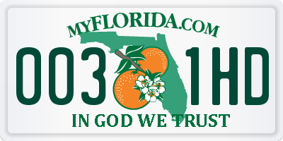 FL license plate 0031HD