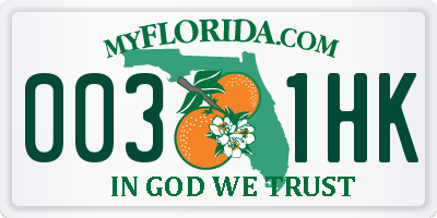 FL license plate 0031HK