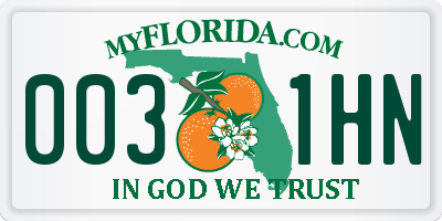 FL license plate 0031HN