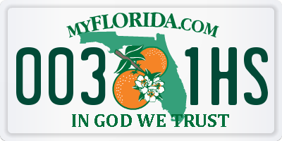 FL license plate 0031HS