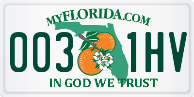 FL license plate 0031HV