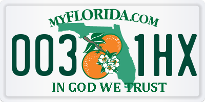 FL license plate 0031HX
