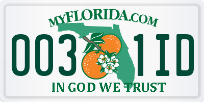 FL license plate 0031ID