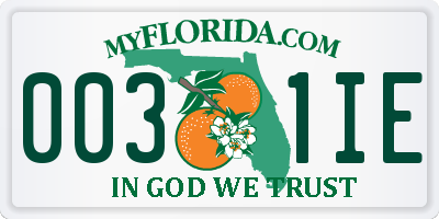 FL license plate 0031IE