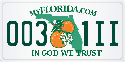 FL license plate 0031II