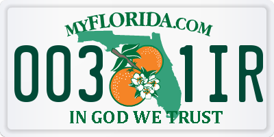 FL license plate 0031IR