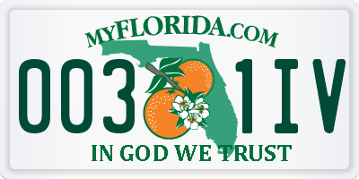 FL license plate 0031IV