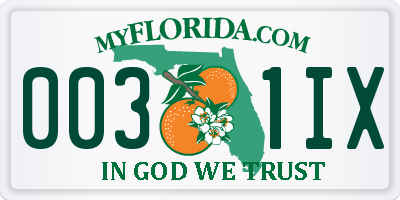 FL license plate 0031IX