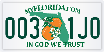 FL license plate 0031JO