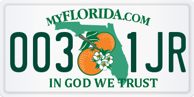 FL license plate 0031JR