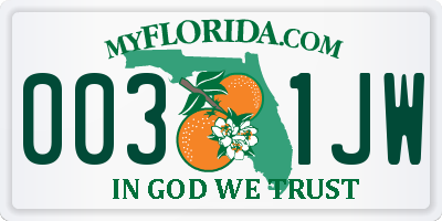 FL license plate 0031JW