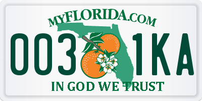 FL license plate 0031KA