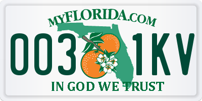 FL license plate 0031KV