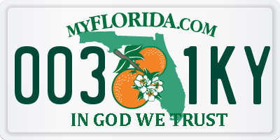 FL license plate 0031KY