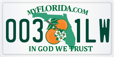 FL license plate 0031LW