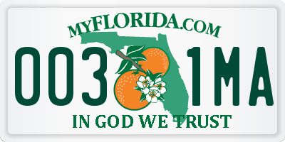 FL license plate 0031MA