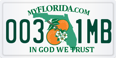FL license plate 0031MB