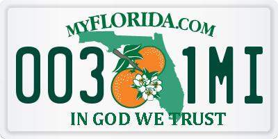 FL license plate 0031MI