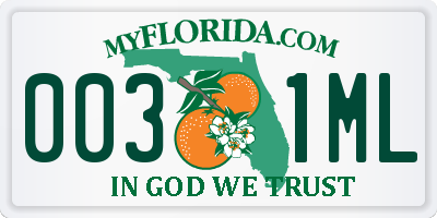 FL license plate 0031ML