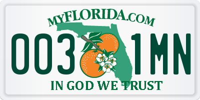 FL license plate 0031MN