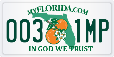 FL license plate 0031MP