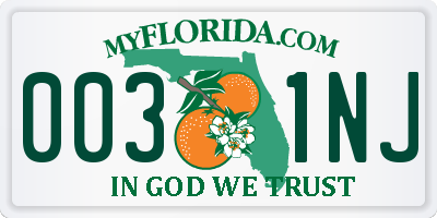 FL license plate 0031NJ