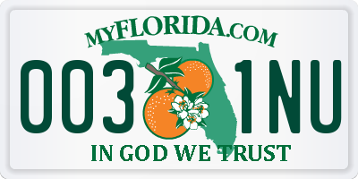 FL license plate 0031NU