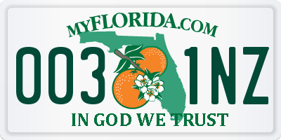 FL license plate 0031NZ
