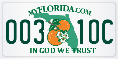 FL license plate 0031OC