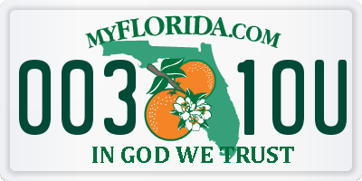 FL license plate 0031OU