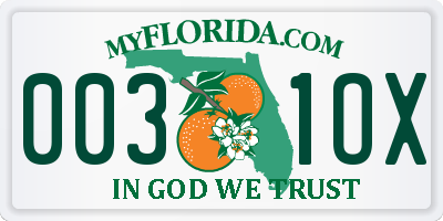 FL license plate 0031OX