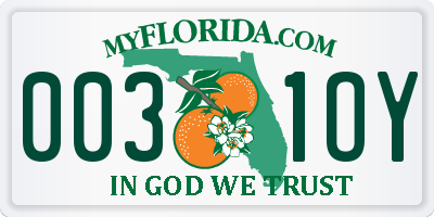 FL license plate 0031OY