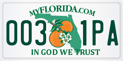 FL license plate 0031PA